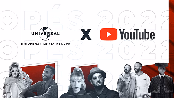 Carton Universal Music France x YouTube 2022 et portraits d'artistes, campagne réalisée par Sonacom