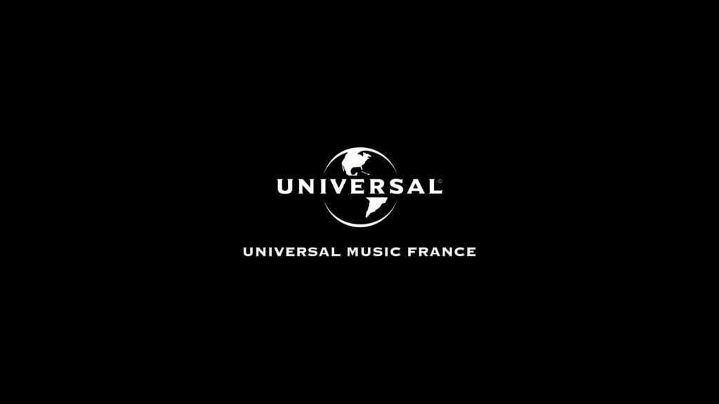 Logo Universal Music France sur fond noir, film des sorties de fin d'année réalisé par Sonacom